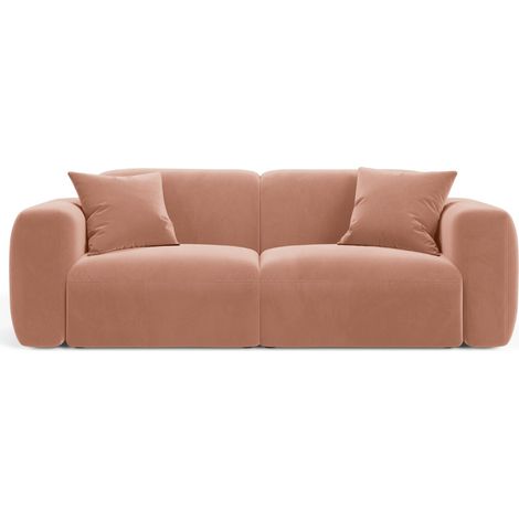 Canapé modulable 3 places en velours rose (1/4)