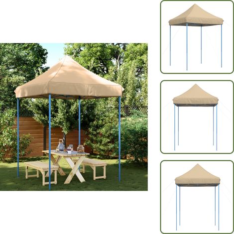 Partyzelt Faltbar Pop-Up Beige 200x200x306 cm - Outdoor-Pavillon - Gartenpavillon - Markise - Sonnenschutz - Festzelt (1/5)