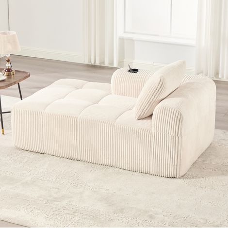 canape compact velours cotele beige rangement OKMYHOME (1/5)