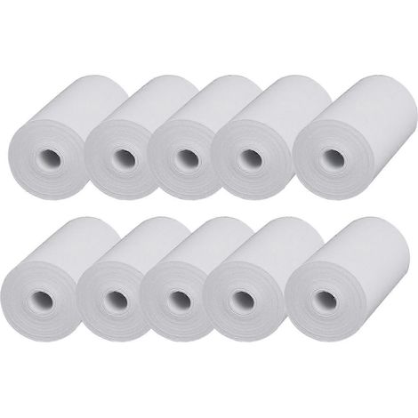 Paquet de 10 rouleaux de papier thermique pour tickets de caisse, format 57 x 30 mm, compatible avec les imprimantes et les caisses enregistreuses. (1/5)