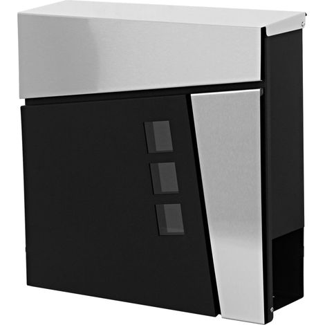 Cassetta portalettere a parete HHG-201 acciaio zincato 11x37x37cm nero grigio
