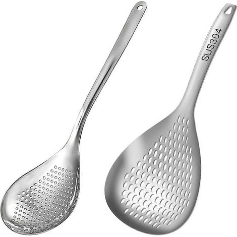 Skimmer slotted spoon acier inoxydable avec comfort poignée et suspendu holes pour cuisine cuisson draining et frying (1/5)