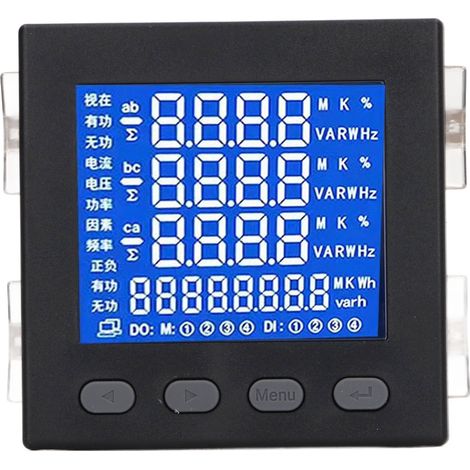 Schwarzer 3-Phasen-Stromzähler mit LCD-Display, multifunktional, flammhemmendes Gehäuse, Energiezähler AC220V (1/5)