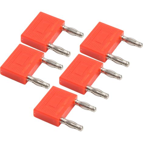 Lot de 5 Connecteurs Banane Double Rangée Nickelé Cuivre 2 Voies pour Câbles Enceintes Rouge (1/5)
