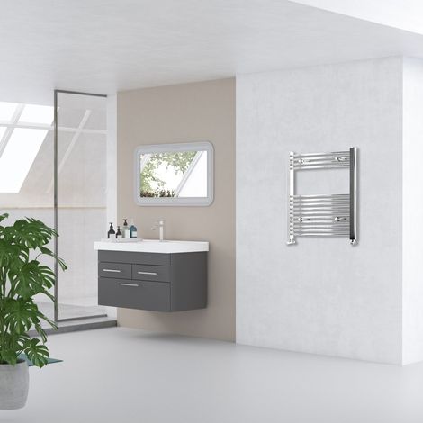 AICA 800x500mm Chrome Curved Center Heated Towel Track Heated Towel Radiator (1/5)