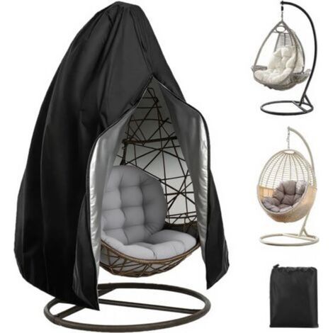 Hanging Chair Cover, 210D  Fabric Outdoor Protective Cover with Zipper and Drawstring, Waterproof Anti-UV Egg Chair Cover for Garden Patio (1/5)