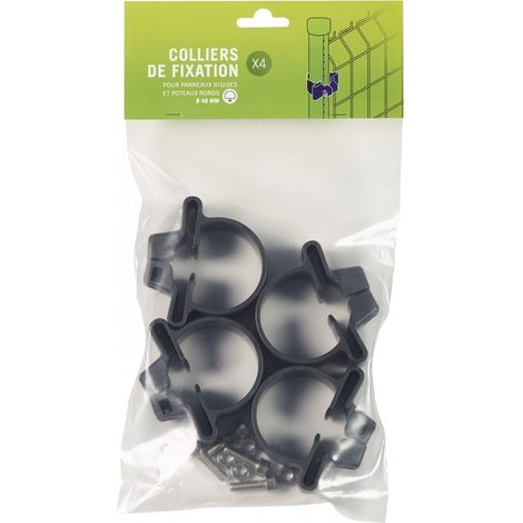 CENTRALE BRICO Lot de 4 colliers Arista gris, H.3 x P.15 cm