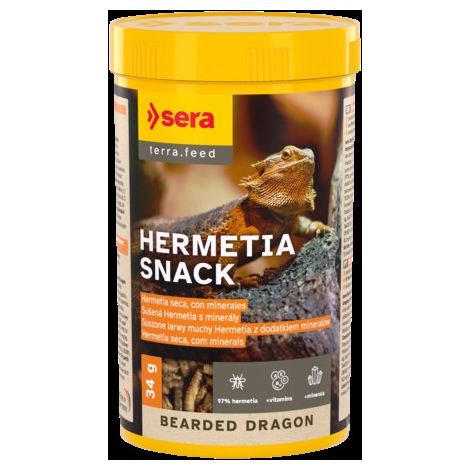 Sera Bearded Dragon Hermetia Snack - Hermetia Seca para Dragones Barbudos - 250 ml (34 g)