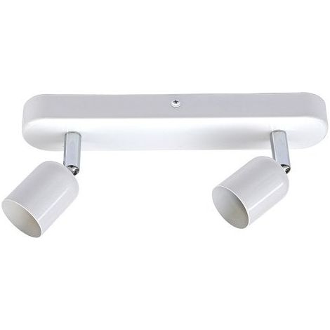 Centrale Brico – Rampe de spots 2 lumières GU10 – Fer blanc – Longueur 24cm – Fixation murale – Orientable – IP20 pour intérieur