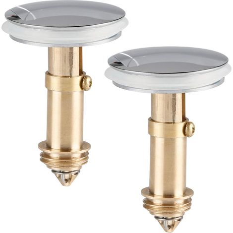 Lot de 2 bouchons de vidange pour baignoire, compatibles avec les canalisations de 36 mm de diamètre. Bonde de baignoire en laiton massif chromé avec joint innovant.