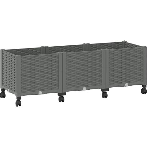 Garden Planter with Wheels Light Grey 120 x 40 x 48 cm PP vidaXL