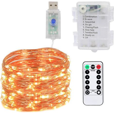 Herbstgirlande (2er-Pack), 10 m lange, batteriebetriebene Mini-Lichterkette mit 1000 LEDs für den Innen- und Außenbereich, silberfarbener Draht, Dekoration für Halloween, Schlafzimmer, Weihnachten, Th (1/4)