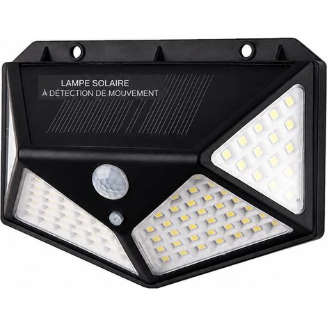 Applique murale solaire 100 LED extérieure avec détecteur de mouvement éclairage 4 côtés 100led – Livraison gratuite