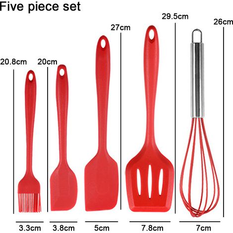 Spatule En Silicone - 5 Pièces - Résistant À La Chaleur Jusqu'à 230 °C - Non Rayant Pour Recettes Cuisinières - Lot Complet (1/5)