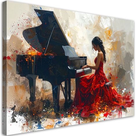 Tableau Moderne, Fille jouant du piano,30x20 (1/4)