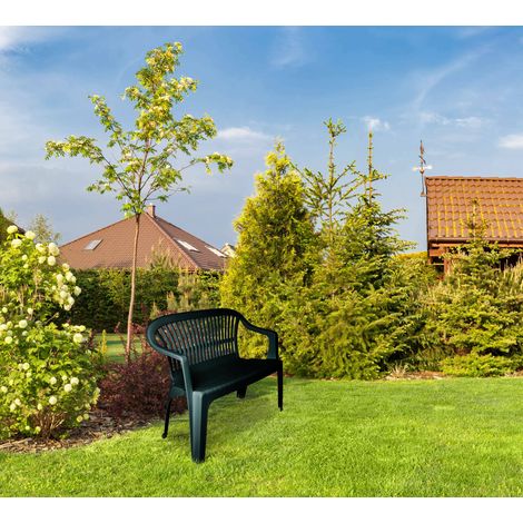 Progarden – Banc de jardin en résine monobloc verte 114x55x82 cm – Imperméable et déperlant – Empilable – Pour espaces extérieurs (1/5)