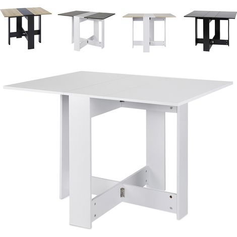 Table de séjour pliante de 4 à 6 personnes - L 104 x 76 x 74 cm - Blanc