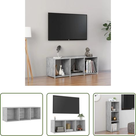 Meuble tv gris béton - Meuble TV gris béton 107x35x37 cm bois d’ingénierie (1/5)