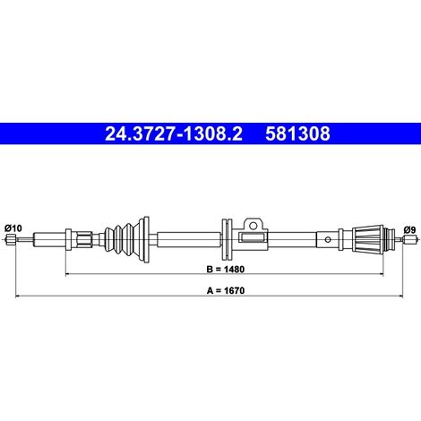 Tirette à câble, frein de stationnement ATE 24.3727-1308.2 VOLVO 3546590 9209756