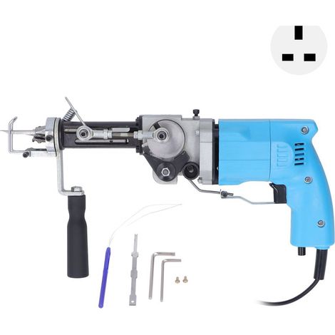 2-in-1-Tuftingmaschinen-Set, verstellbare elektrische Teppichpistole für Heimwerker, Bastelarbeiten und Anfänger, 100–240 V, Blau, UK-Stecker (1/5)