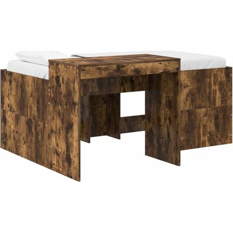 Lit haut pour enfant avec bureau, chêne fumé, bois d'ingénierie (1/5)
