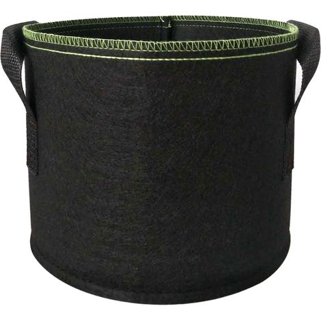 Sac de culture épaississant 10 gallons 40x30 cm, 5 pièces en tissu non-tissé noir à bord vert pour légumes, fleurs et plantes médicinales. (1/5)