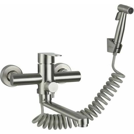 Kitchen Wall Mounted Faucet Wall Mounted Spray Gun Sink Stainless Steel Hot and Cold Water Faucet Kitchen Wall Mounted Laundry Rack Swivel Wall Mounted Kitchen Faucet (1/4)