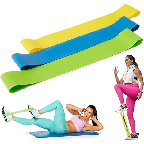 Bandes De Résistance - 12 Pouces - Niveaux De Résistance Léger Moyen Fort - Pour Renforcement Musculaire Et Étirements - 3 Pièces (1/3)