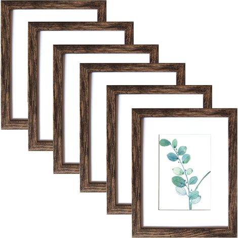 Cadre photo brun rustique montage mural ou affichage de table 8x10 pouces 6 pièces (1/5)