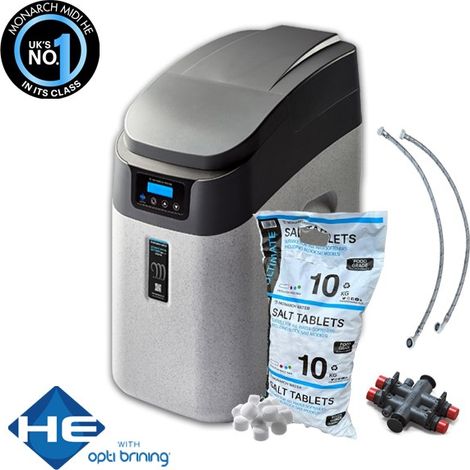 Monarch Midi HE FreeFlow Water Softener Ultimate Series - 15mm Hoses + 10kg Salt (1/5)