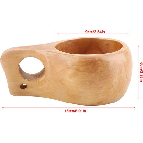 Tasse à thé/café en bois, portable, en bois naturel, avec anse (2) (1/5)