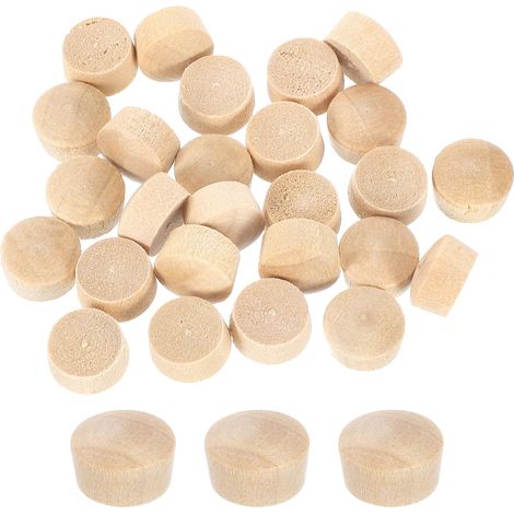 26pcs Bouchons de Fleurs en Bois, 9mm/0.35" Cache Vis en Bois Bouchons Bouteille Réutilisable Tête Plate pour Cacher Trous de Vis Décoration Meubles Travail Artisanat (10x9mm) (1/5)