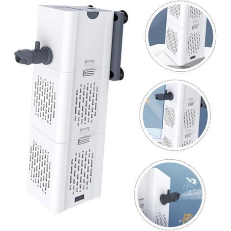 Filtre silencieux 4 en 1 pour aquarium - Filtre interne - Débit : 500-1000 l/h - Pompe d'aquarium - Aération à l'oxygène - Convient aux tortues, poissons de bassin et poissons d'intérieur. (1/5)