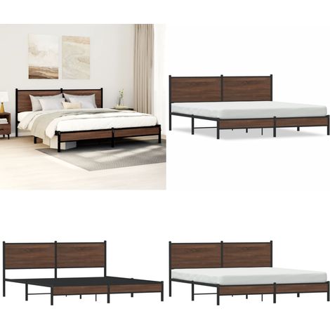 vidaXL Metallbett ohne Matratze Braun Eichen-Optik 180x200 cm (1/5)