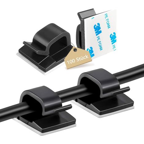 Lot de 100 supports de câbles autocollants pour la gestion des câbles, pour l'extérieur et l'intérieur, pour la gestion des câbles, serre câbles