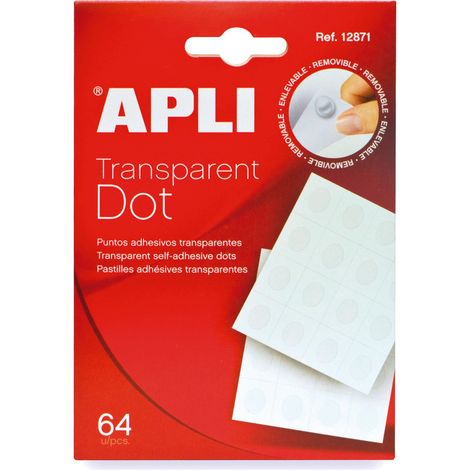 12871 etiqueta autoadhesiva Alrededor Desmontable Transparente, Blanco 64 pieza(s)