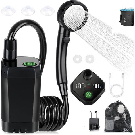 Tragbare, wiederaufladbare Außendusche mit 6000 mAh und digitalem Smart-Display – kabellose Elektropumpe für Camping, Garten oder Reisen