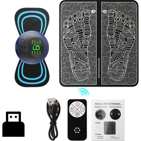 Appareil de massage électrique des pieds EMS, plaque de stimulation musculaire, 8 modes, 19 niveaux d'intensité, léger et pliable, réduit la pression sur les pieds 04868-AquaForge (1/5)