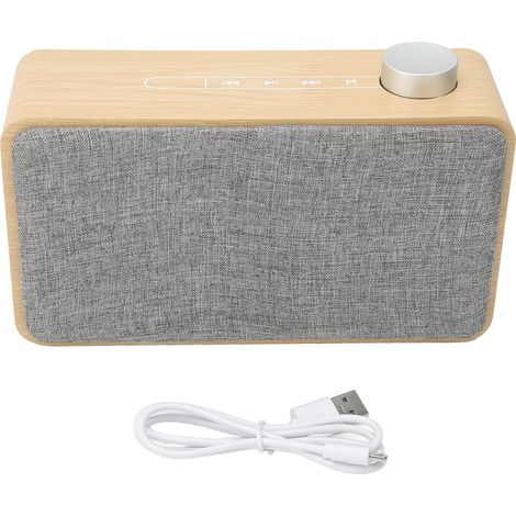 Enceinte Bluetooth Portable en Bois avec Support pour Carte Mémoire, USB et AUX - MP3 Jaune (1/5)