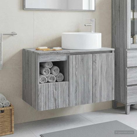 Beyamis Ensemble de meubles de salle de bain 2 pièces, gris (1/5)