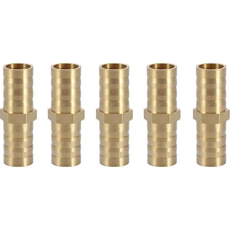 5pcs Raccord de Tuyau Droit à Deux Voies en Laiton Barbelé Connecteur Tube Jonction 6/8/10/12/14/mm (10mm) - 10 mm (1/5)