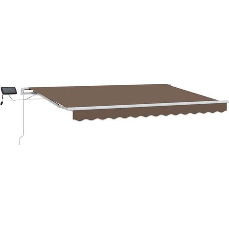 Auvent rétractable taupe 500 x 300 cm tissu et aluminium - Auvent extérieur terrasse balcon jardin protection UV (1/5)