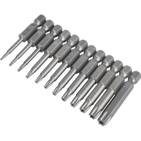 3 sets de 12 embouts creux 50 mm S2 – Clé Torx femelle 1/4″ hex – Visseuse à choc pour vissage sécurisé d’éléments encastrés (1/5)