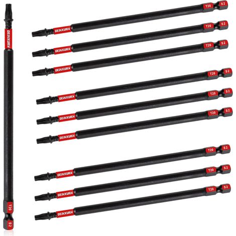 Lot de 10 Embouts de Tournevis Torx T20 150 mm de Longueur Embouts de Vissage Magnétiques Acier Allié S2 Tige 1/4" Hexagonale Étoile Torx Embout pour Visseuse (1/5)