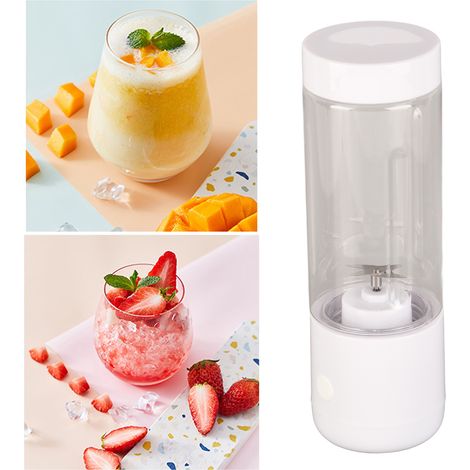 Blender portable multifonction à rotation rapide USB, extracteur de jus électrique pour la maison et les voyages, 400 ml, blanc, quatre lames (1/5)