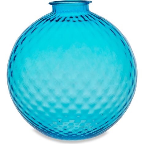 "Vaso artigianale SFERA BEVANDA in vetro di Murano turchese 25 cm" (1/2)