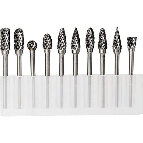 Hartmetall-Fräserset, 1/8 Zoll (ca. 0,6 cm) Schaft, mit 1/4 Zoll (ca. 0,6 cm) Spitze, Doppelzahn-Fräser, für Holzschnitzereien, 10-teilig. (1/5)