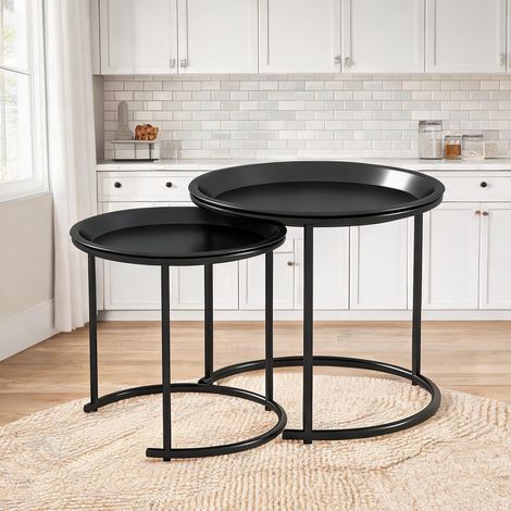 Table basse noir en acier 43 x 43 x 38 cm (1/5)