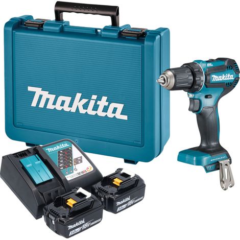 Perceuse-visseuse sans fil Makita DDF 485 RFE 18 V 50 Nm sans balais + 2 batteries 3,0 Ah + chargeur + mallette (1/5)
