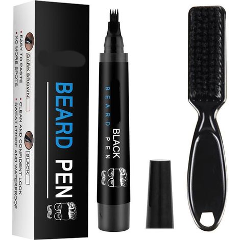 Stylo barbe waterproof, crayon à remplissage et pinceau barbe, outil de coloration et mise en forme moustache, rehausseur de barbe (1/5)